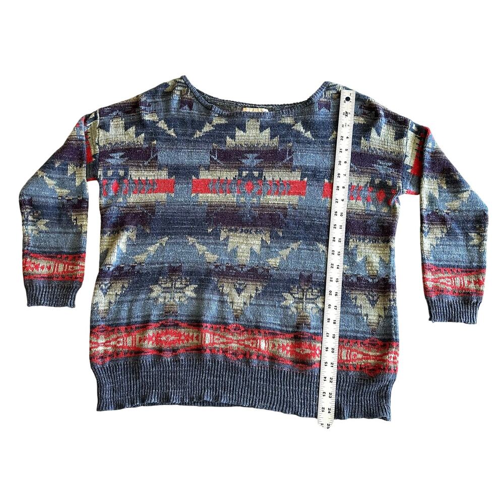 Ralph Lauren Denim & Supply 100% Cotton Southwestern Blue Crewneck Sweater‎ M - Picture 5 of 7